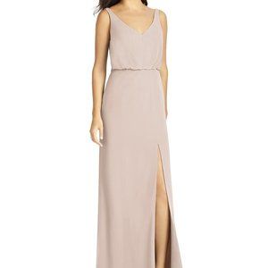 Dessy Collection Blouson Bodice Mermaid Bridesmaid Dress in Cameo - Size 8
